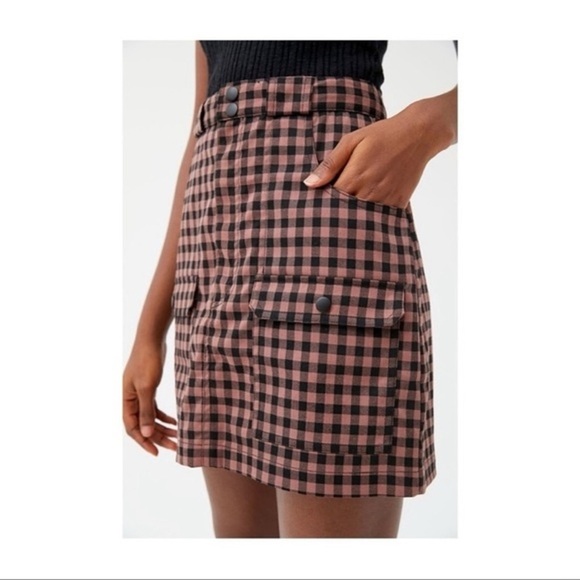 Urban Outfitters Punk Grunge Brown and Black Avril Utility Mini Skirt Size M - Picture 2 of 8
